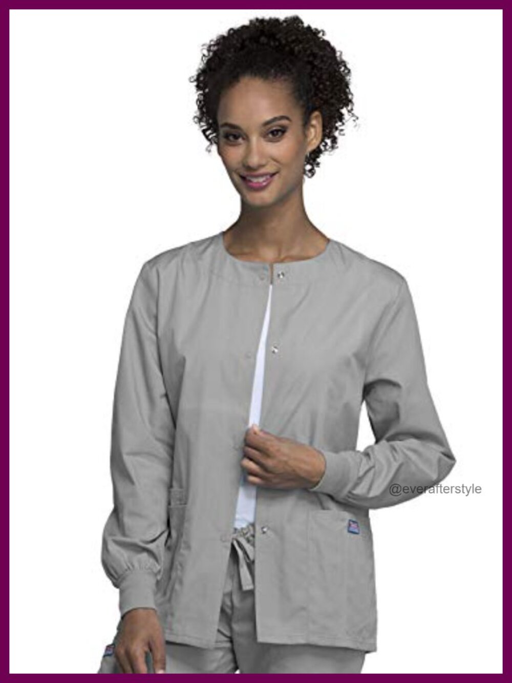 Cherokee Snap Front Scrub Jacket 3 Pockets Knit Cuffs Wrinkle Resistant